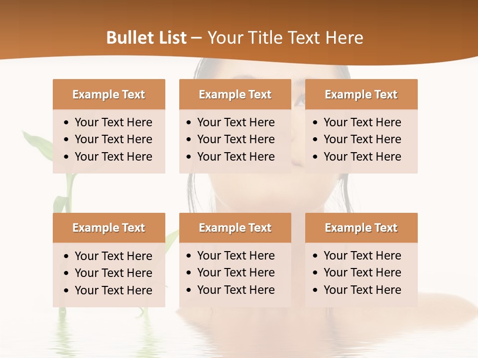 Picture Of Lovely Brunette With Bamboo In Water PowerPoint Template