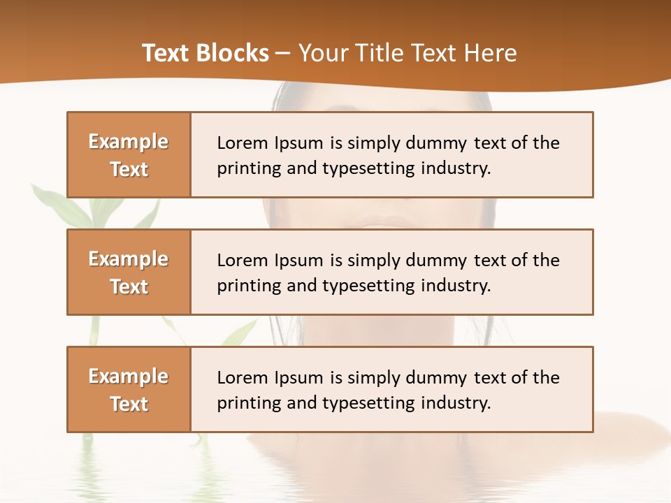 Picture Of Lovely Brunette With Bamboo In Water PowerPoint Template