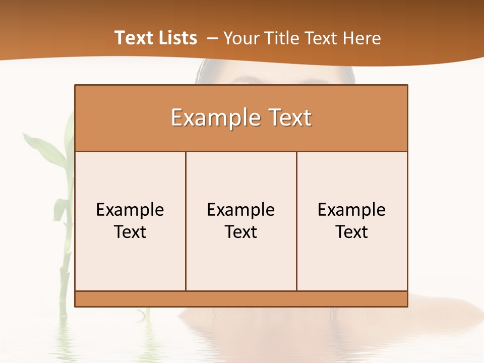 Picture Of Lovely Brunette With Bamboo In Water PowerPoint Template