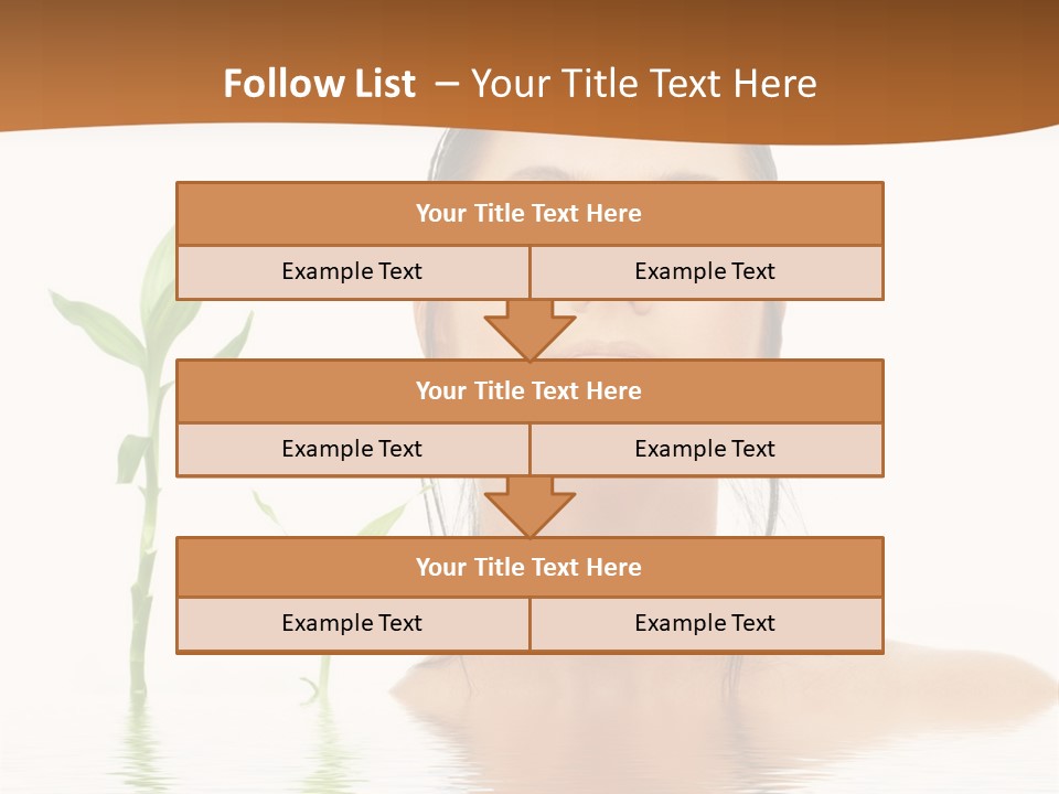 Picture Of Lovely Brunette With Bamboo In Water PowerPoint Template