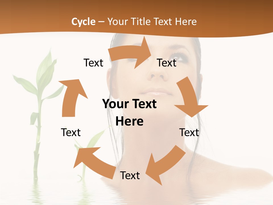 Picture Of Lovely Brunette With Bamboo In Water PowerPoint Template