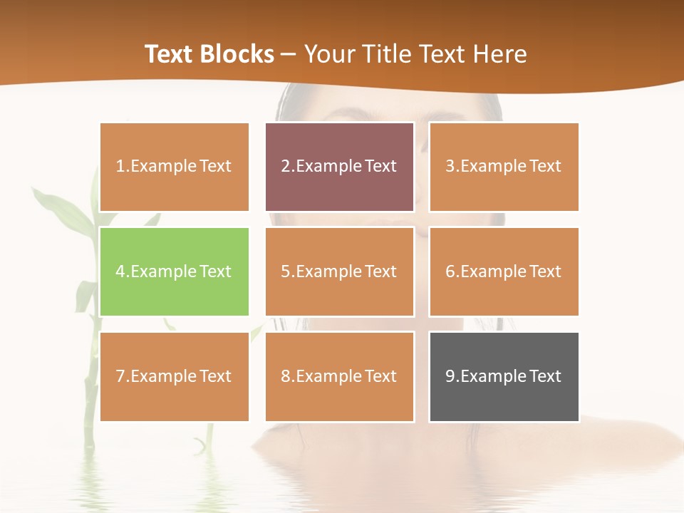 Picture Of Lovely Brunette With Bamboo In Water PowerPoint Template