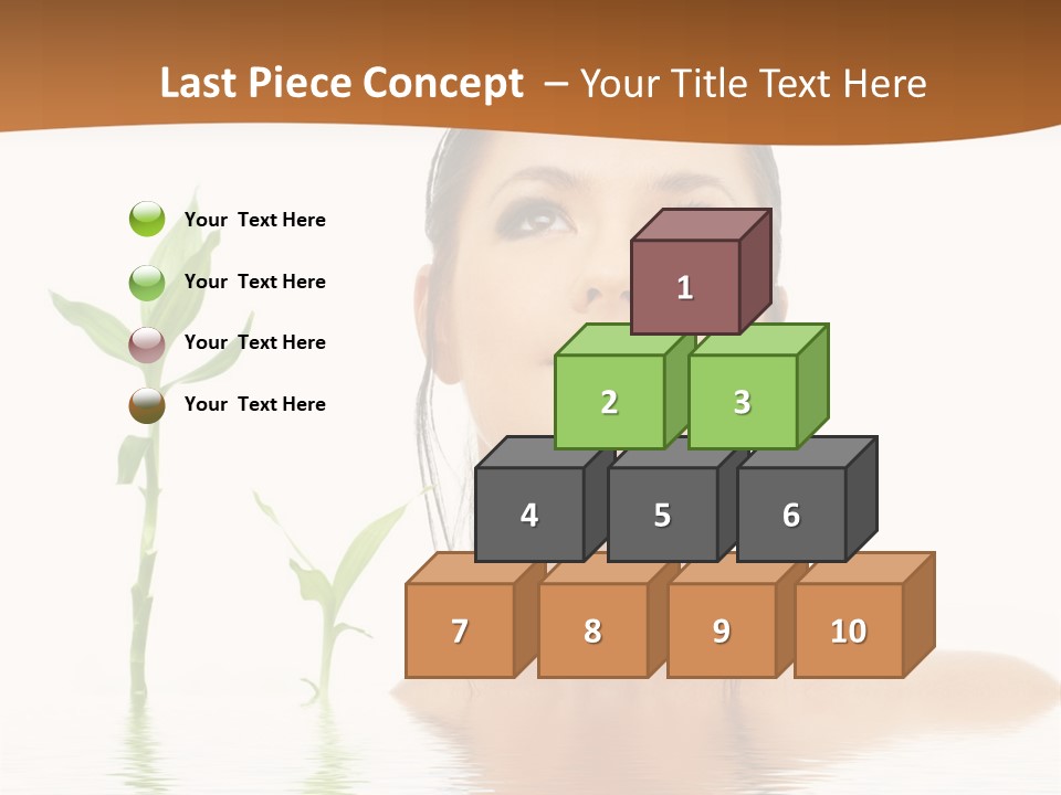 Picture Of Lovely Brunette With Bamboo In Water PowerPoint Template