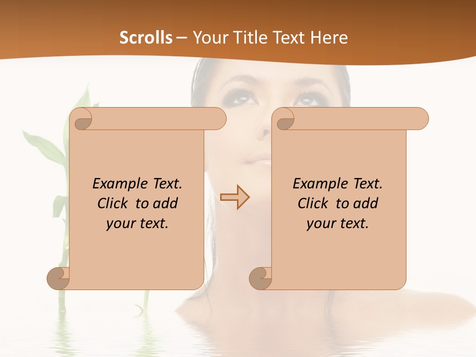 Picture Of Lovely Brunette With Bamboo In Water PowerPoint Template