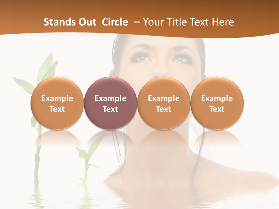 Picture Of Lovely Brunette With Bamboo In Water PowerPoint Template