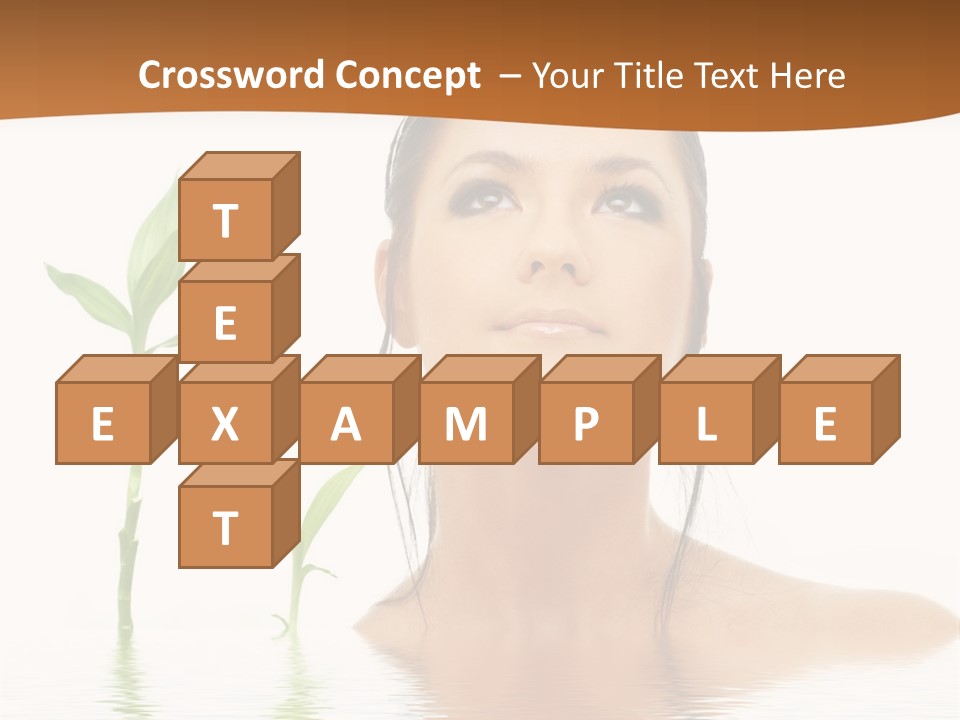 Picture Of Lovely Brunette With Bamboo In Water PowerPoint Template