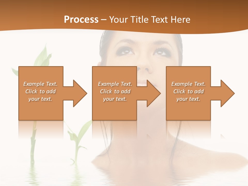 Picture Of Lovely Brunette With Bamboo In Water PowerPoint Template