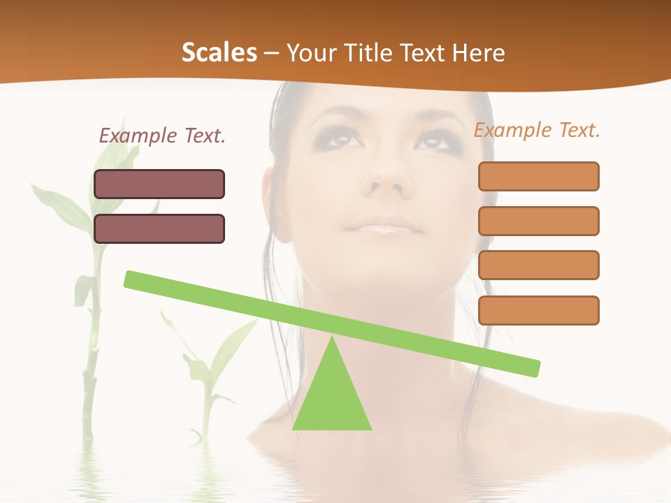 Picture Of Lovely Brunette With Bamboo In Water PowerPoint Template