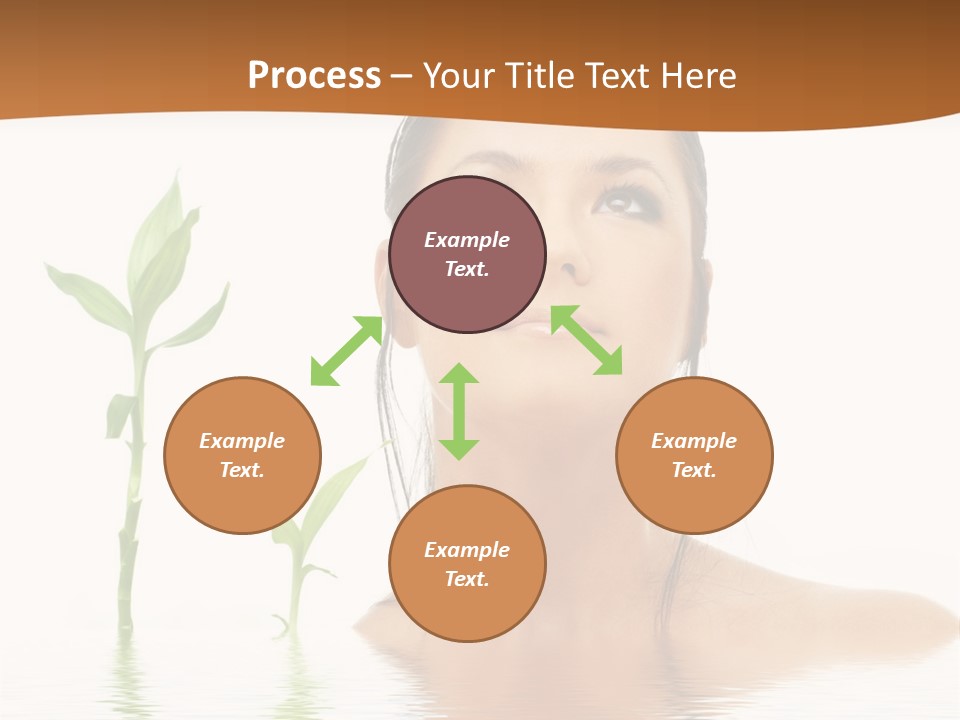 Picture Of Lovely Brunette With Bamboo In Water PowerPoint Template