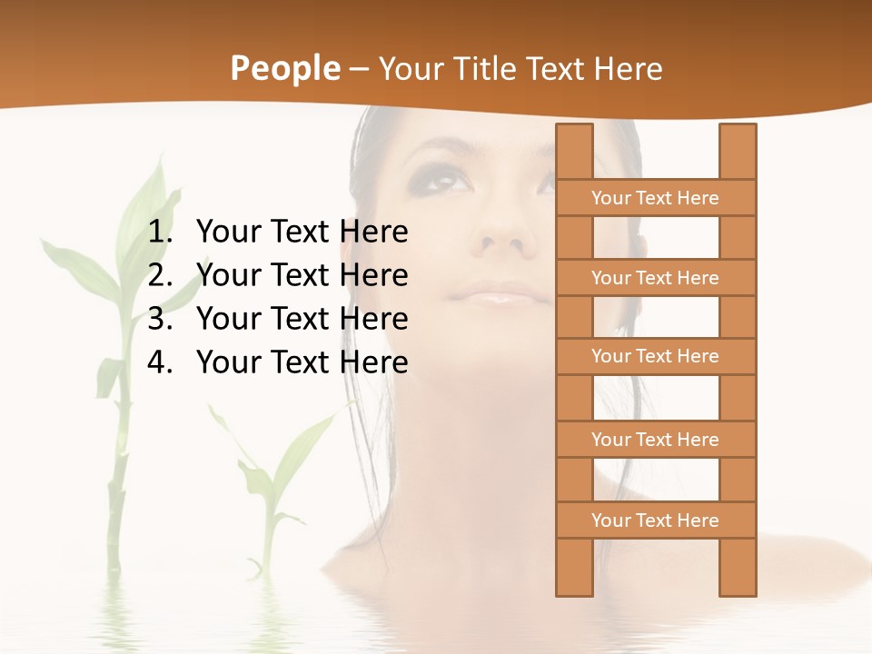 Picture Of Lovely Brunette With Bamboo In Water PowerPoint Template