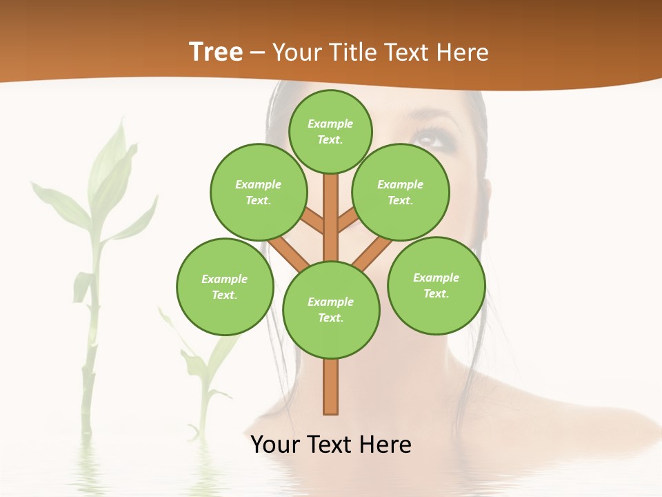 Picture Of Lovely Brunette With Bamboo In Water PowerPoint Template