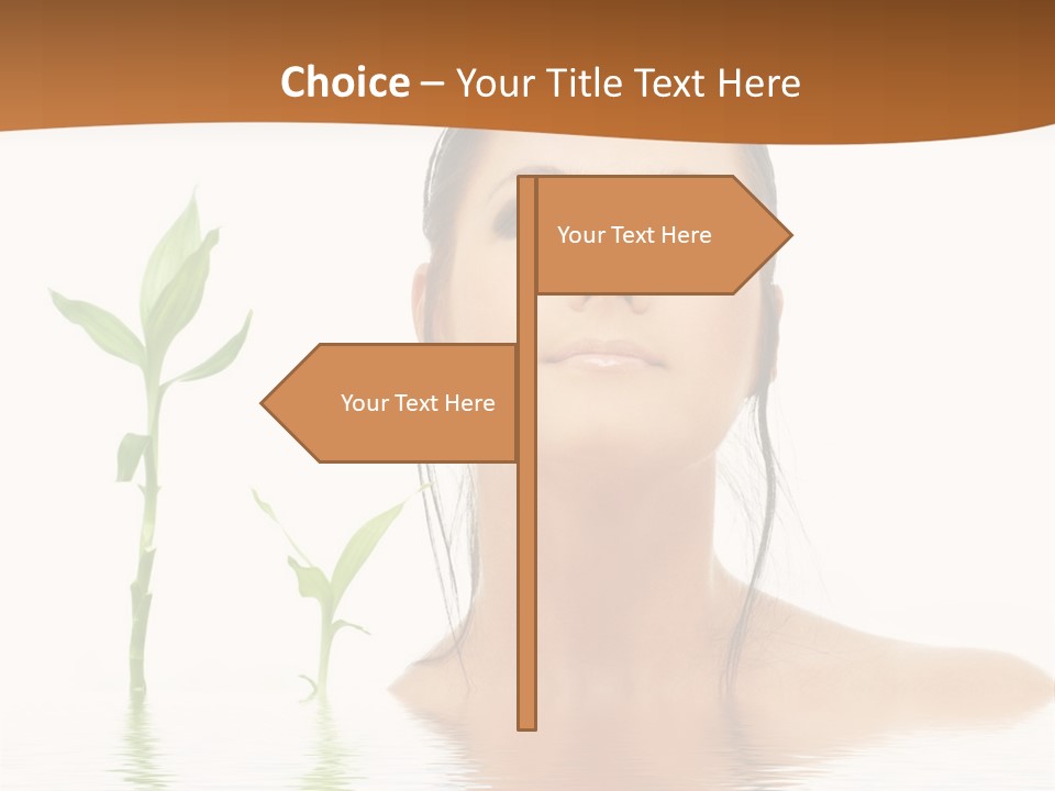 Picture Of Lovely Brunette With Bamboo In Water PowerPoint Template