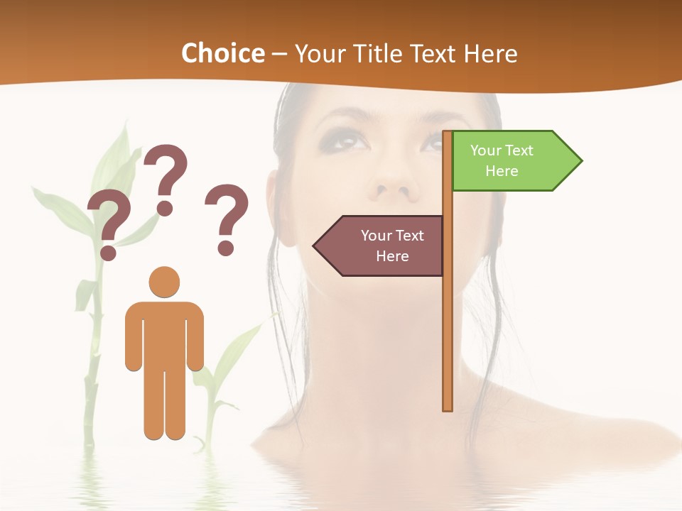 Picture Of Lovely Brunette With Bamboo In Water PowerPoint Template