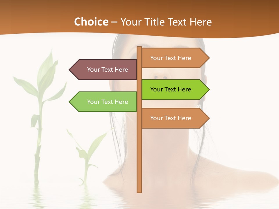 Picture Of Lovely Brunette With Bamboo In Water PowerPoint Template