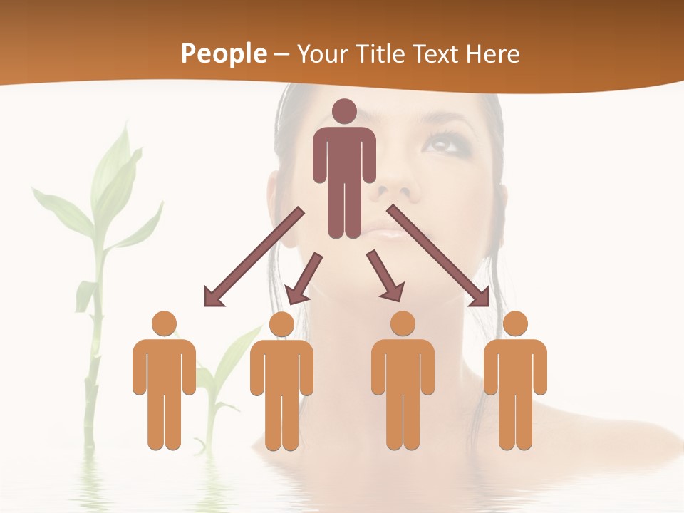 Picture Of Lovely Brunette With Bamboo In Water PowerPoint Template