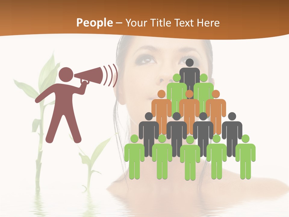 Picture Of Lovely Brunette With Bamboo In Water PowerPoint Template