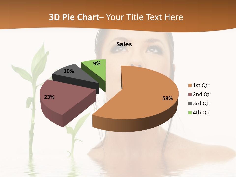 Picture Of Lovely Brunette With Bamboo In Water PowerPoint Template