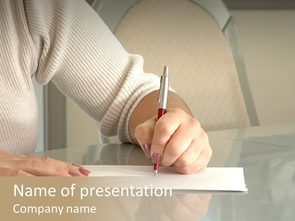 Person Writing PowerPoint Template