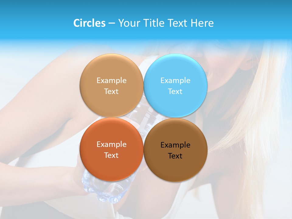 Portrait Of Beautiful Woman With Bottle Of Water On Beach PowerPoint Template