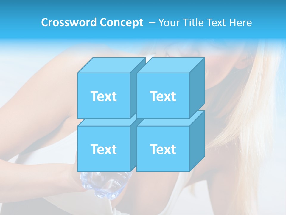 Portrait Of Beautiful Woman With Bottle Of Water On Beach PowerPoint Template