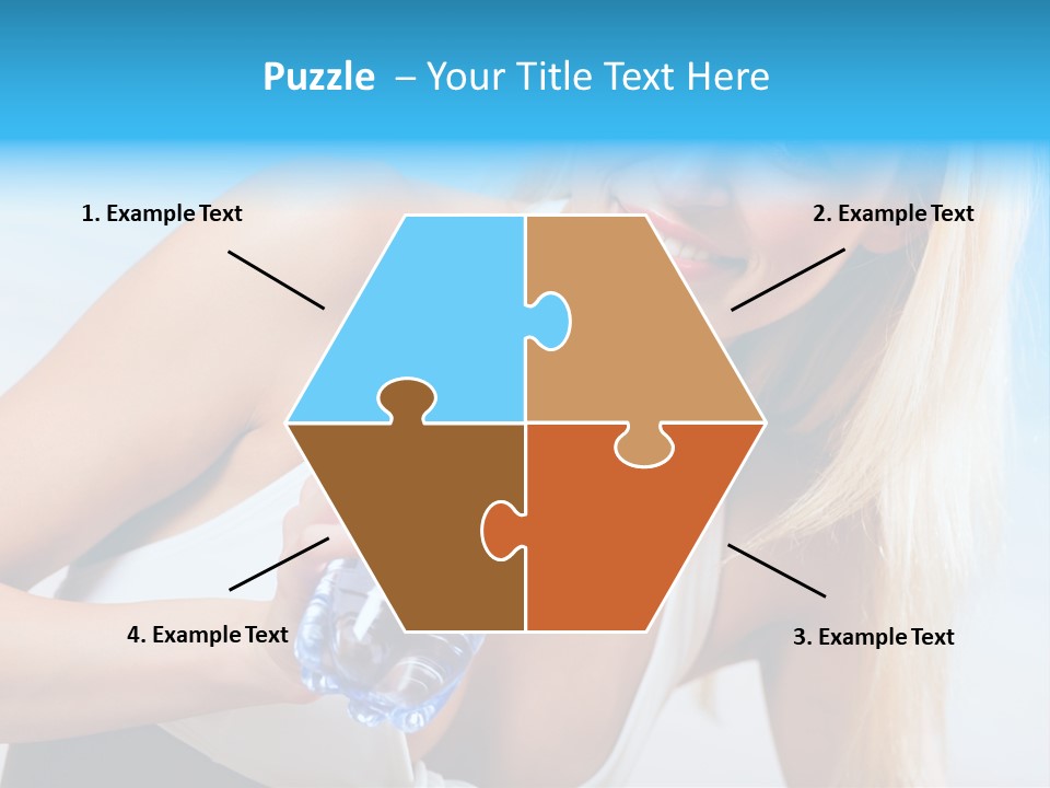 Portrait Of Beautiful Woman With Bottle Of Water On Beach PowerPoint Template