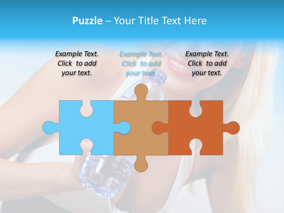 Portrait Of Beautiful Woman With Bottle Of Water On Beach PowerPoint Template