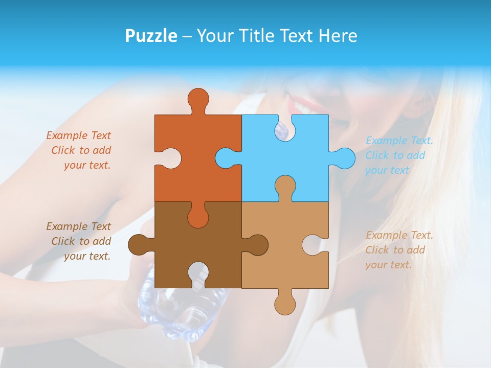 Portrait Of Beautiful Woman With Bottle Of Water On Beach PowerPoint Template