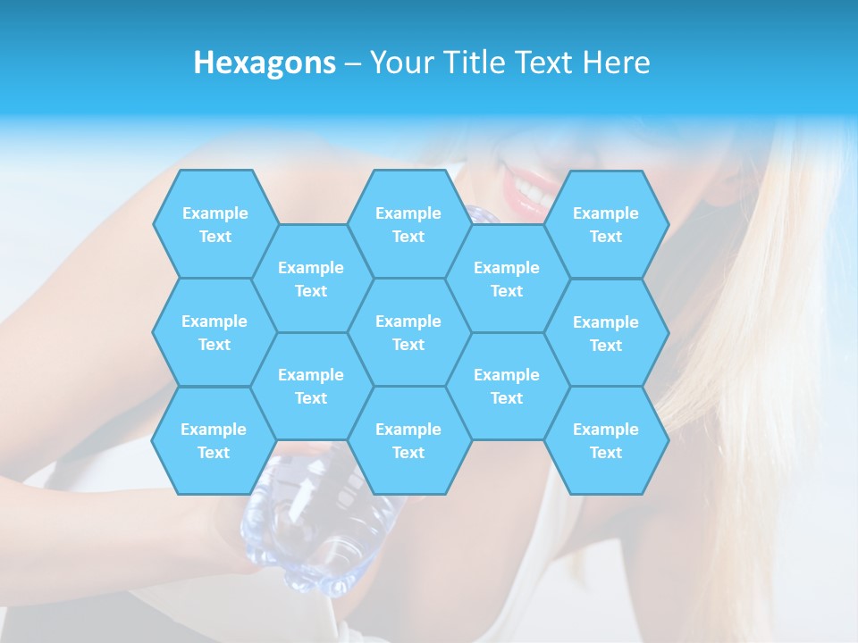 Portrait Of Beautiful Woman With Bottle Of Water On Beach PowerPoint Template