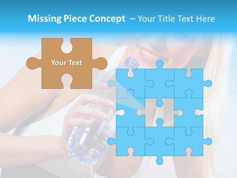 Portrait Of Beautiful Woman With Bottle Of Water On Beach PowerPoint Template