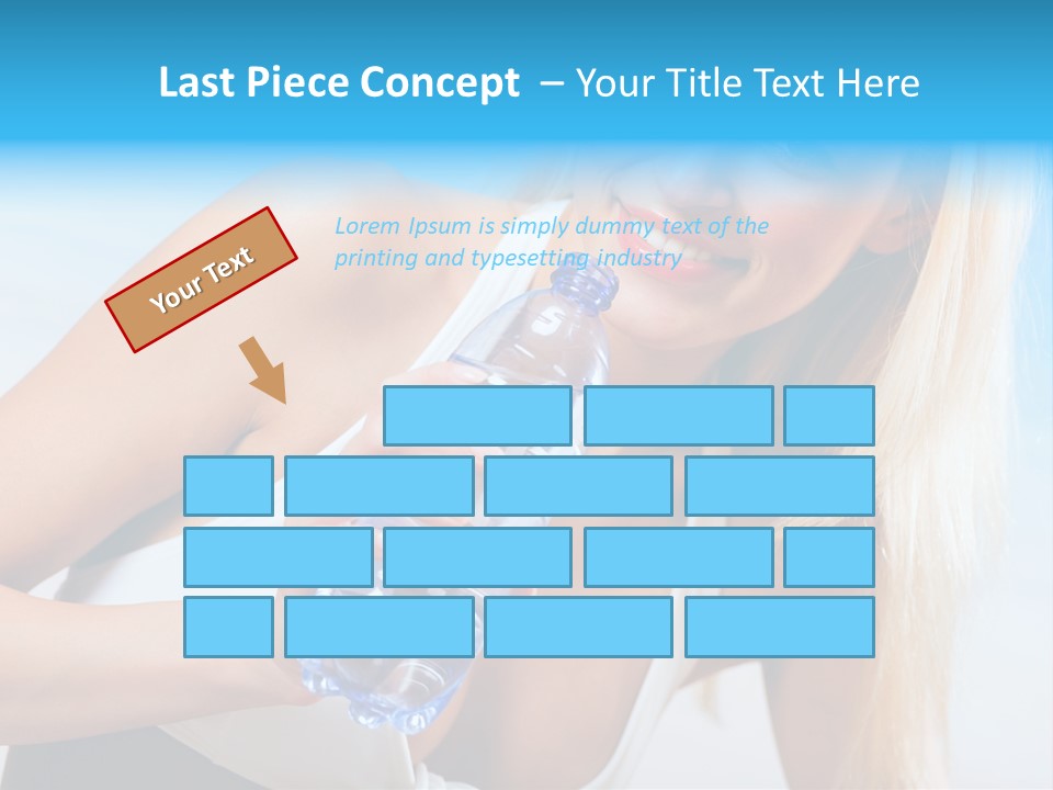 Portrait Of Beautiful Woman With Bottle Of Water On Beach PowerPoint Template