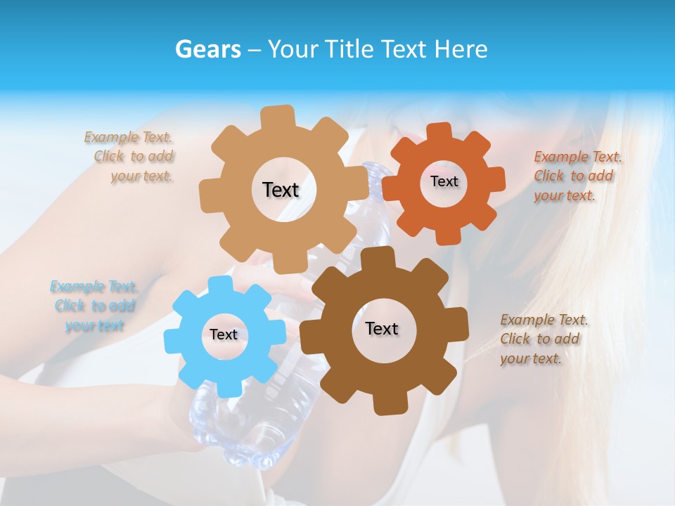 Portrait Of Beautiful Woman With Bottle Of Water On Beach PowerPoint Template