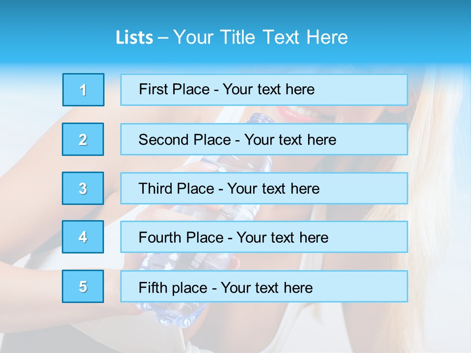 Portrait Of Beautiful Woman With Bottle Of Water On Beach PowerPoint Template