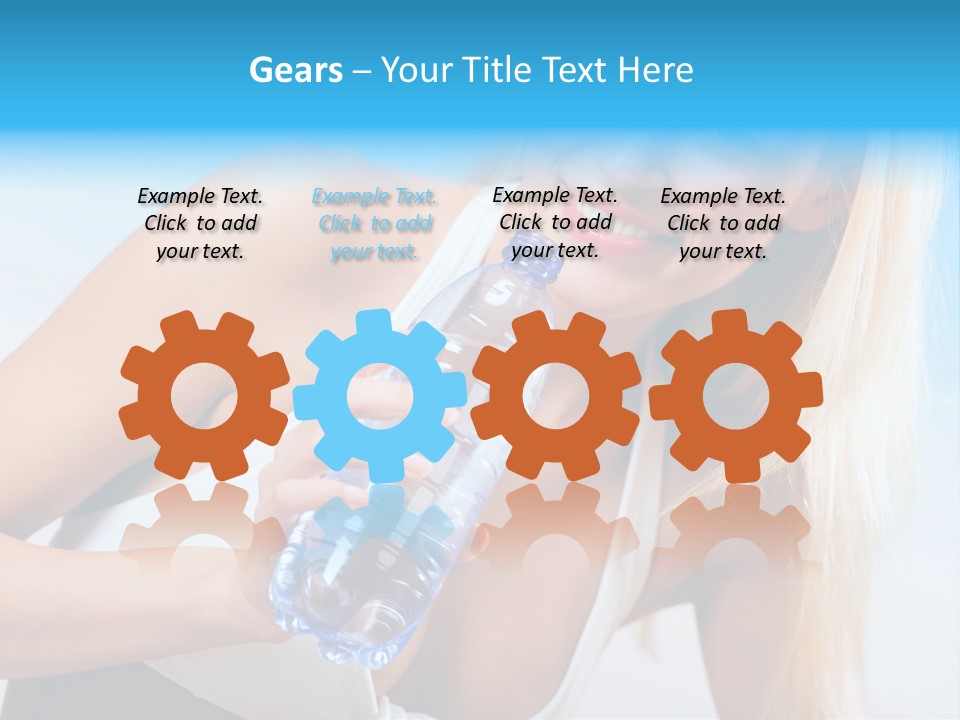 Portrait Of Beautiful Woman With Bottle Of Water On Beach PowerPoint Template