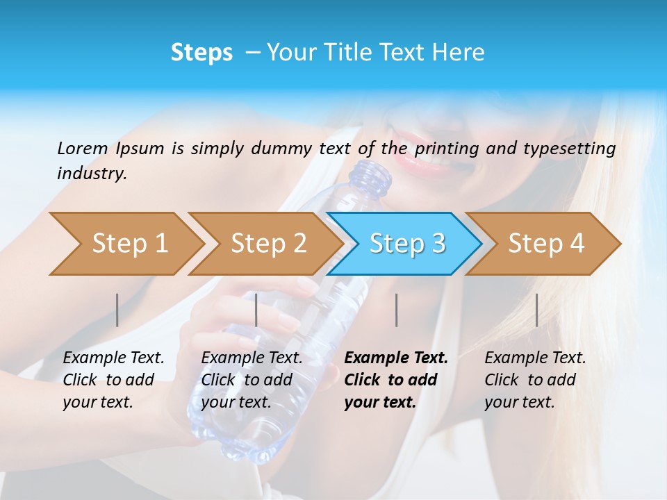 Portrait Of Beautiful Woman With Bottle Of Water On Beach PowerPoint Template