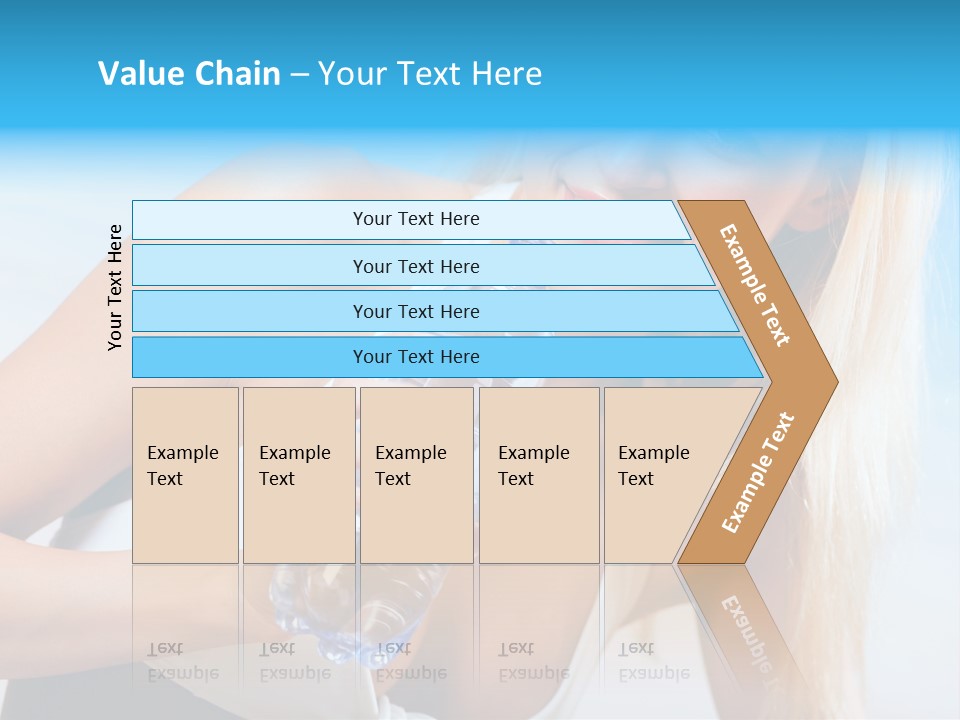 Portrait Of Beautiful Woman With Bottle Of Water On Beach PowerPoint Template