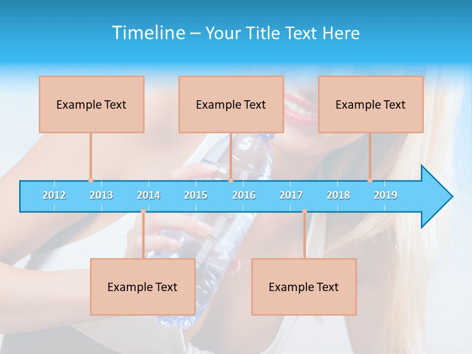 Portrait Of Beautiful Woman With Bottle Of Water On Beach PowerPoint Template