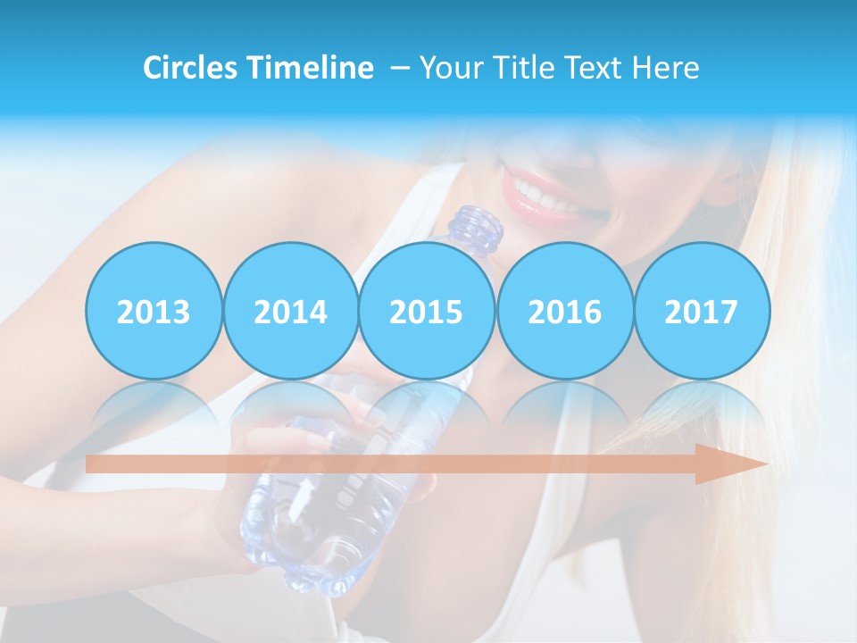 Portrait Of Beautiful Woman With Bottle Of Water On Beach PowerPoint Template