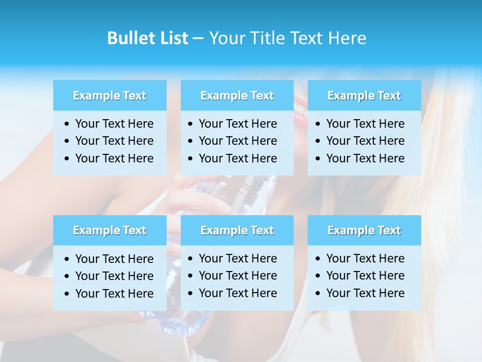 Portrait Of Beautiful Woman With Bottle Of Water On Beach PowerPoint Template