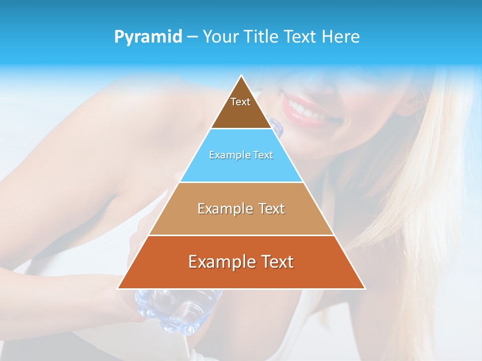 Portrait Of Beautiful Woman With Bottle Of Water On Beach PowerPoint Template