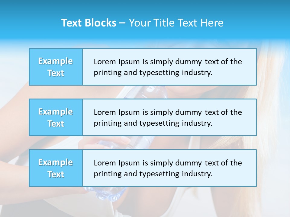 Portrait Of Beautiful Woman With Bottle Of Water On Beach PowerPoint Template