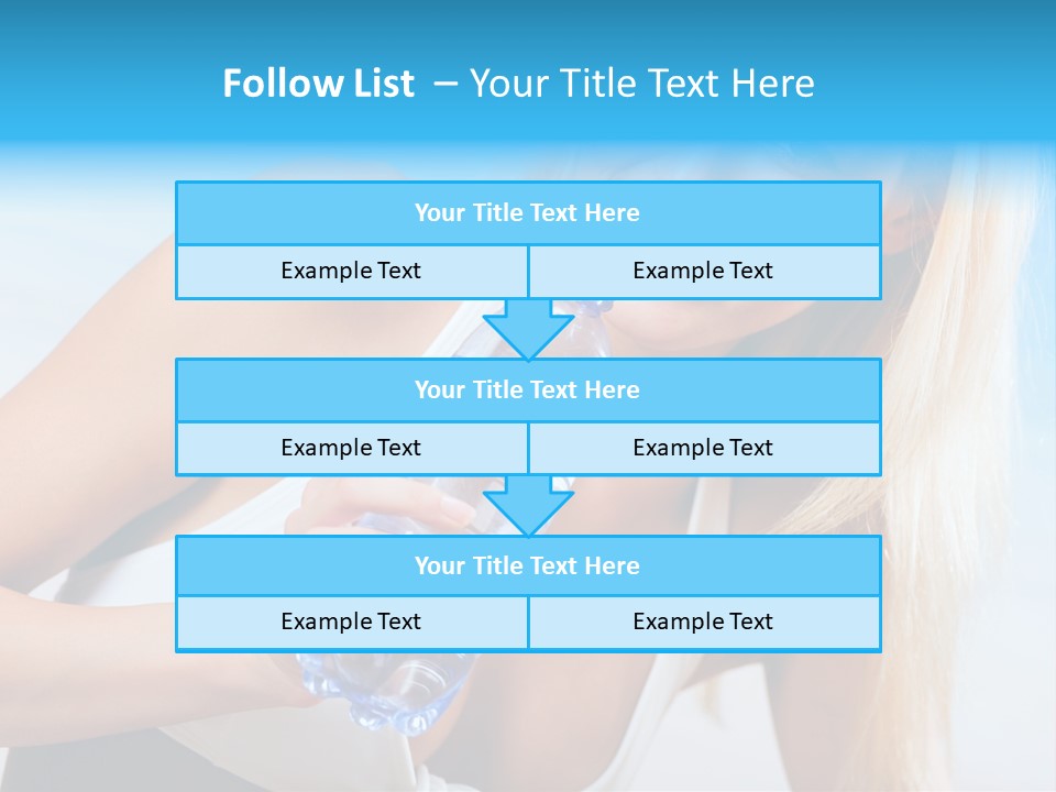 Portrait Of Beautiful Woman With Bottle Of Water On Beach PowerPoint Template