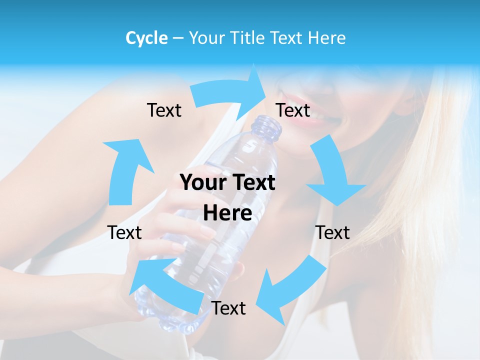 Portrait Of Beautiful Woman With Bottle Of Water On Beach PowerPoint Template