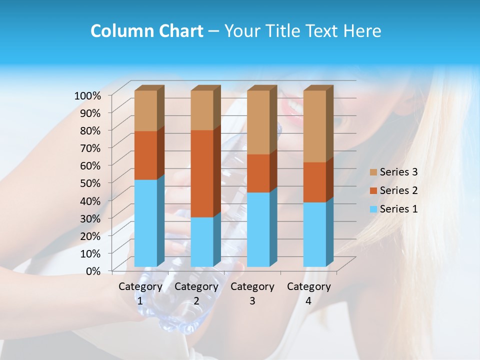 Portrait Of Beautiful Woman With Bottle Of Water On Beach PowerPoint Template