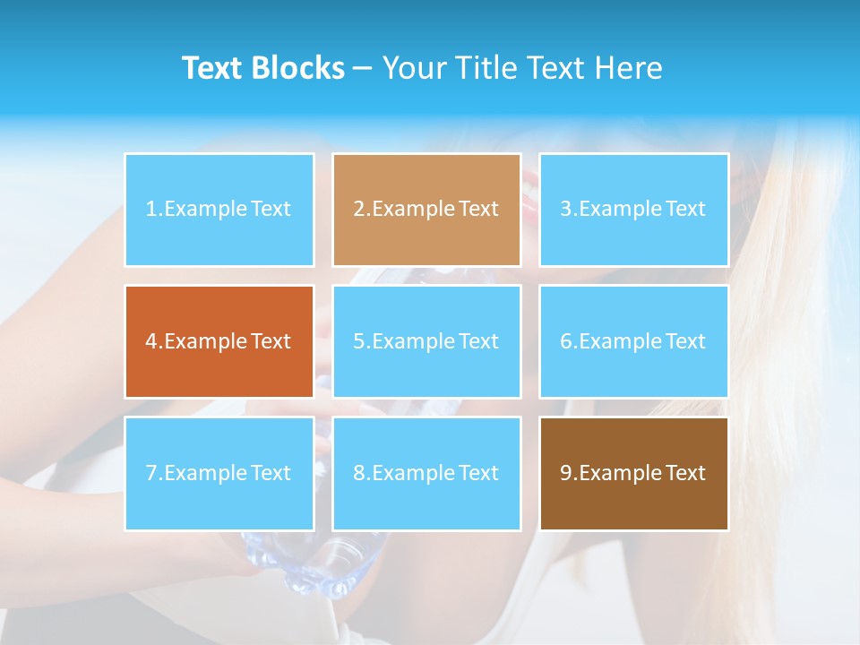 Portrait Of Beautiful Woman With Bottle Of Water On Beach PowerPoint Template