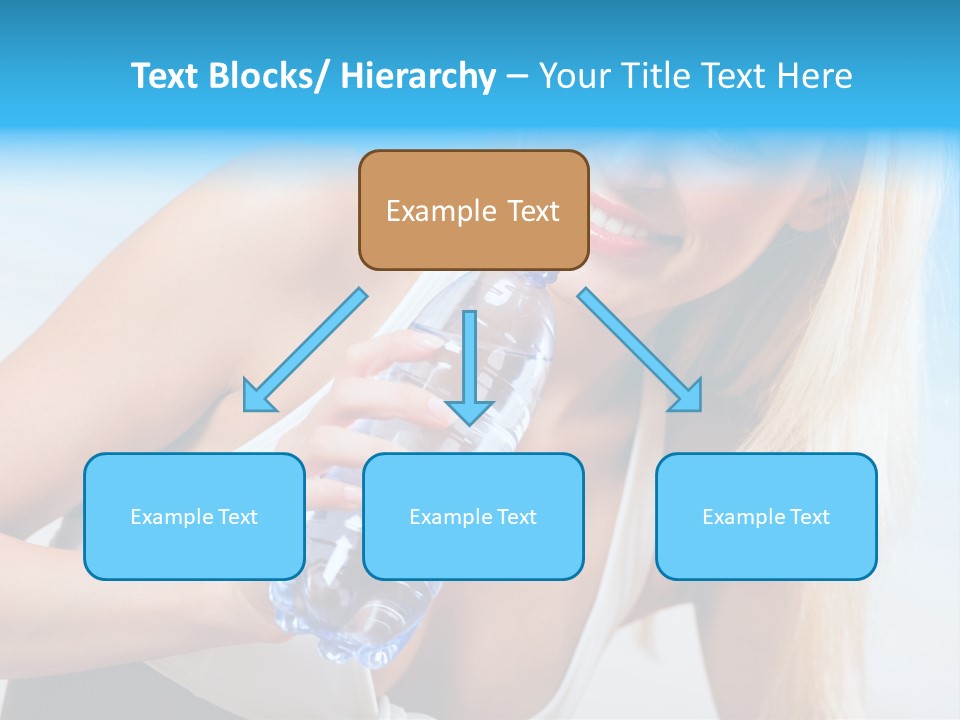 Portrait Of Beautiful Woman With Bottle Of Water On Beach PowerPoint Template