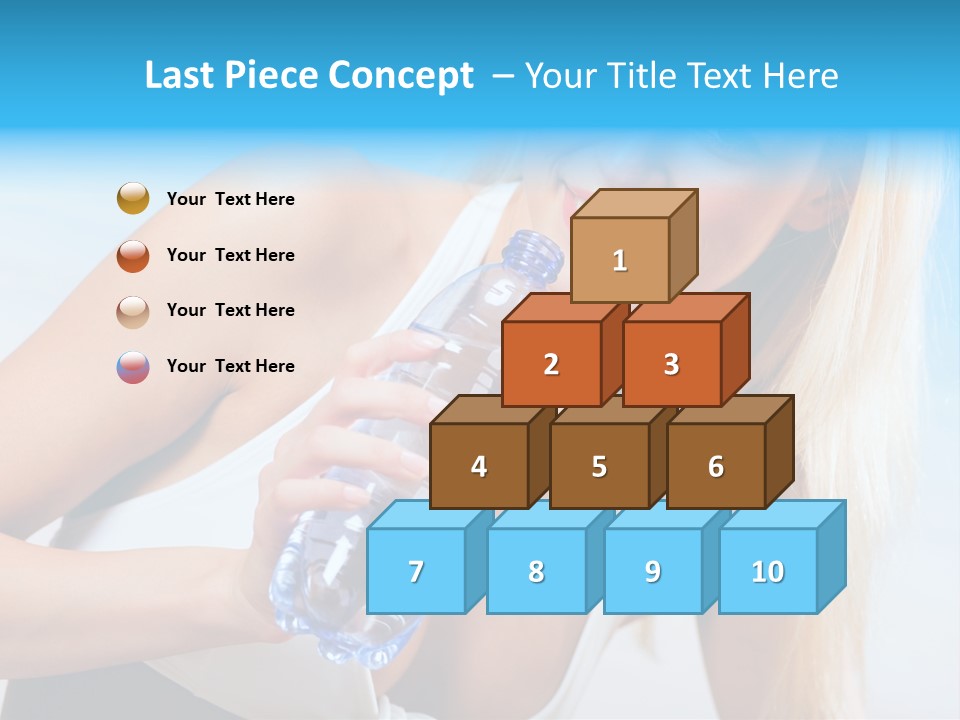 Portrait Of Beautiful Woman With Bottle Of Water On Beach PowerPoint Template