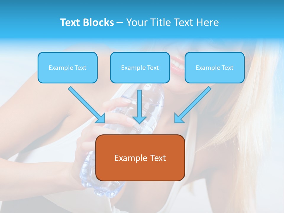 Portrait Of Beautiful Woman With Bottle Of Water On Beach PowerPoint Template