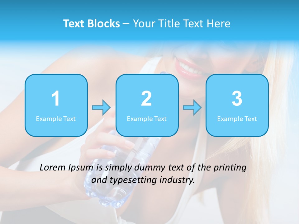 Portrait Of Beautiful Woman With Bottle Of Water On Beach PowerPoint Template