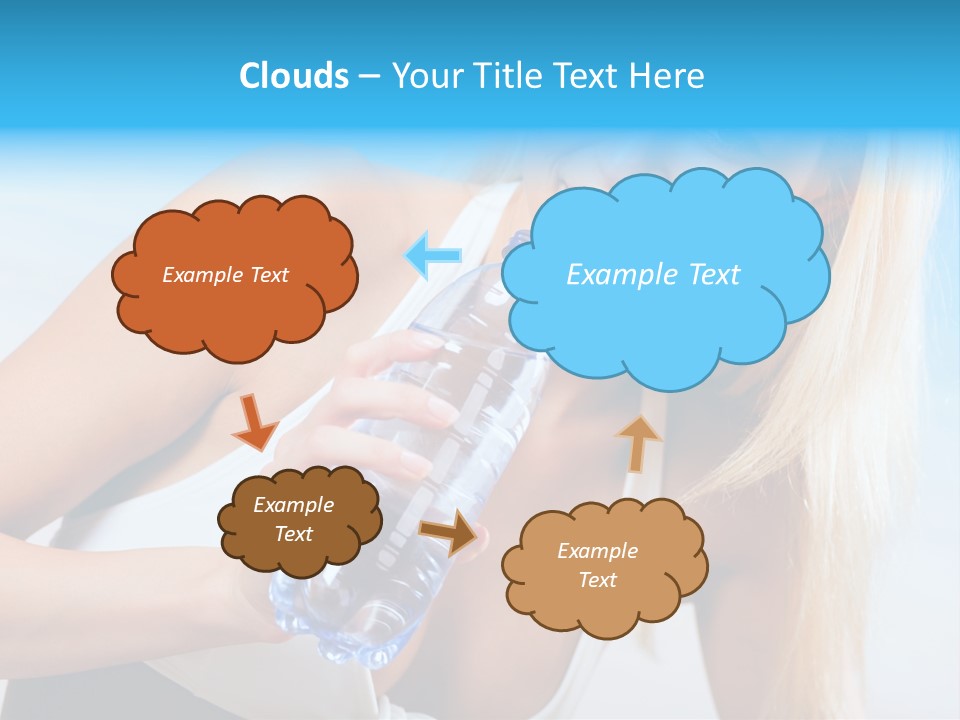 Portrait Of Beautiful Woman With Bottle Of Water On Beach PowerPoint Template