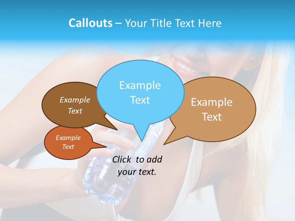 Portrait Of Beautiful Woman With Bottle Of Water On Beach PowerPoint Template